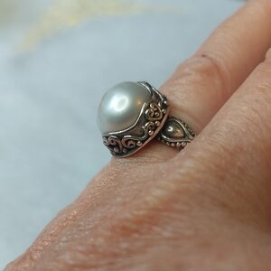 Sterling Silver Pearl Statement Ring - White Pearl